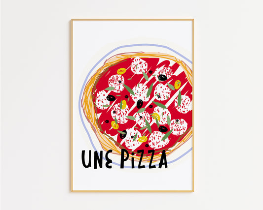 Pizza in French Print