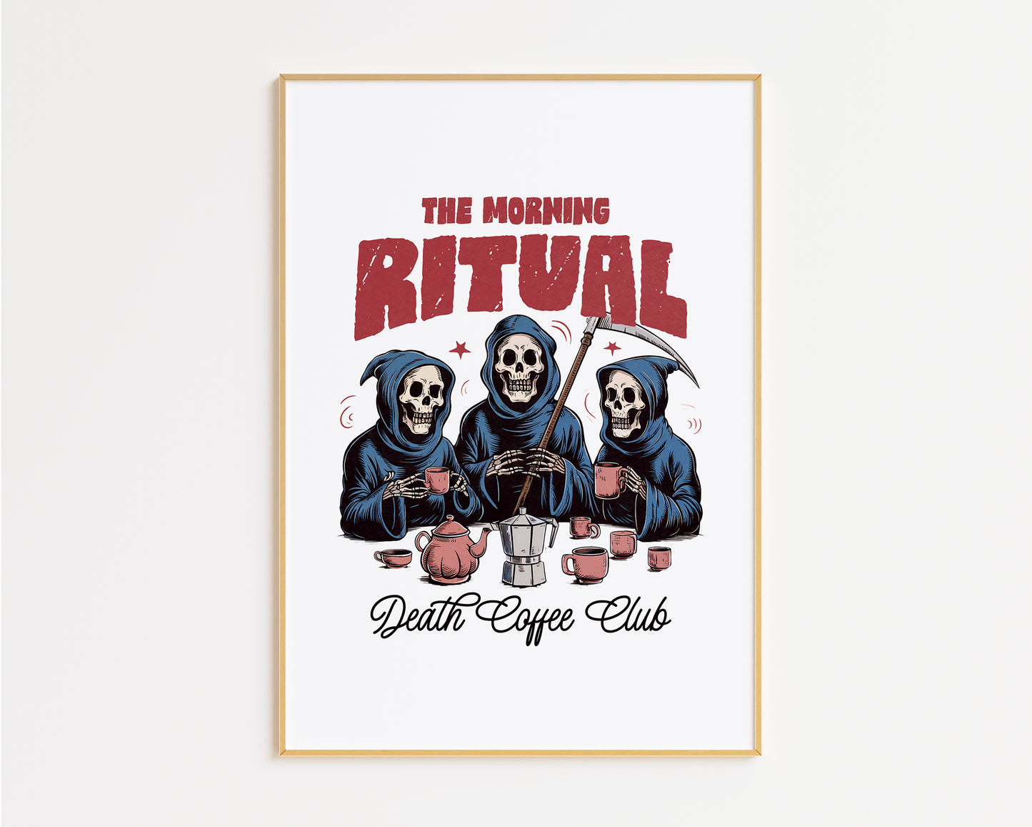 Death Coffee Club Skeleton Print