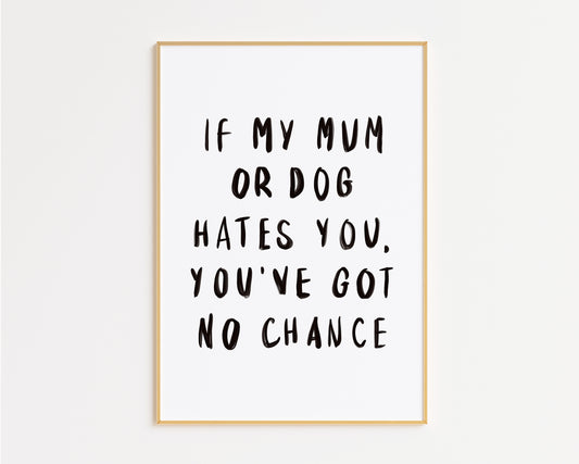 If My Mum Or Dog Hate You Print