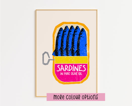 Sardines Linocut Dupe Print