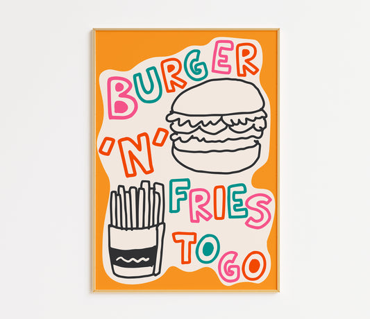 Burger and Fries Kitchen Print