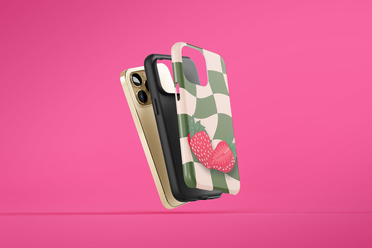 Green Chequered Strawberry Tough Case