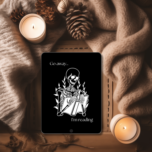 Go Away I'm Reading Skeleton, Kindle Wallpaper Lockscreen