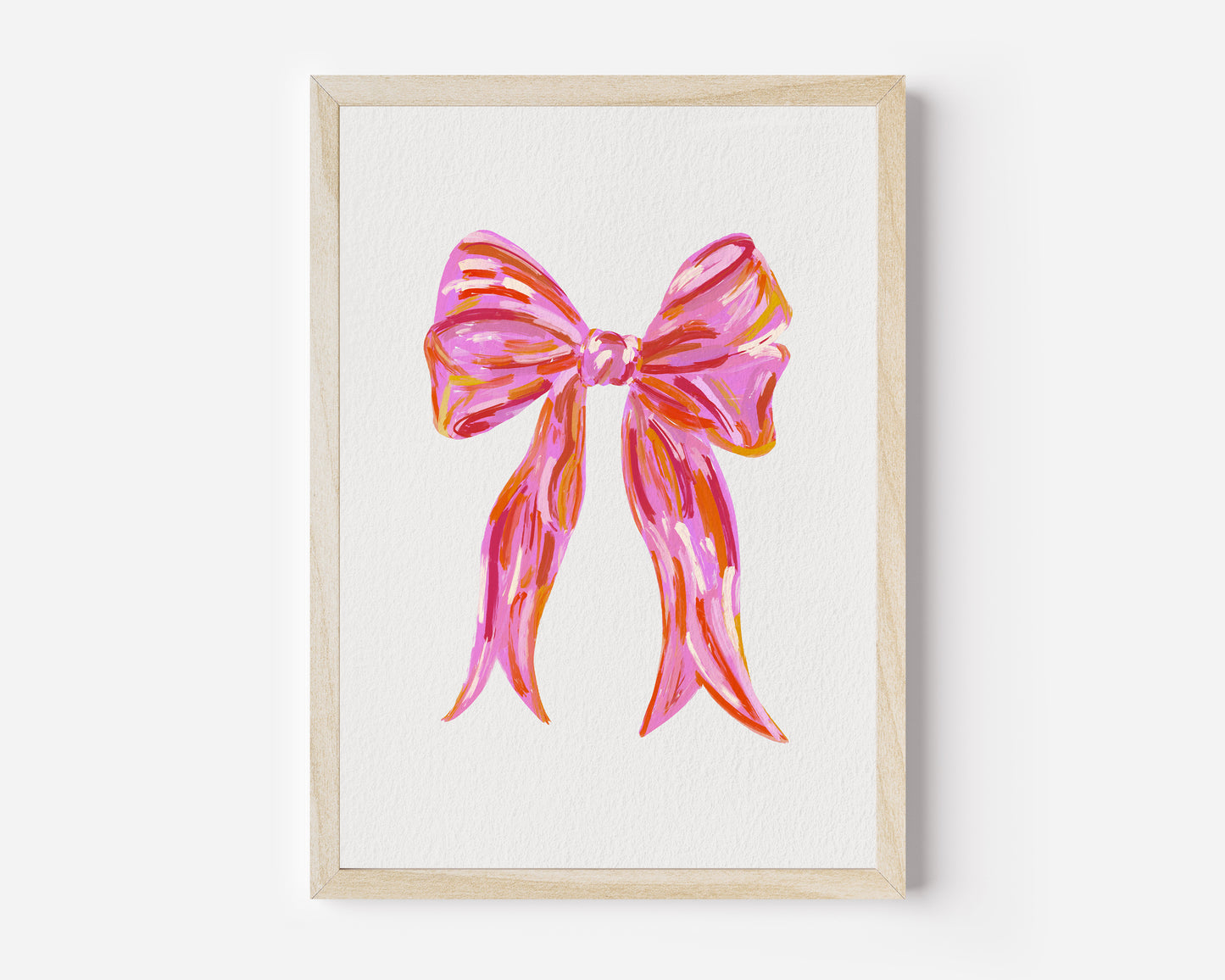 Painted Pink Bow Print - in White