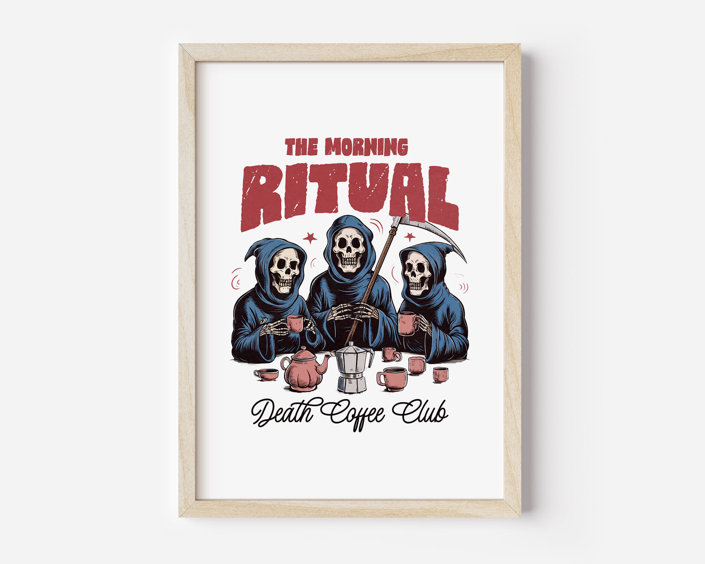 Death Coffee Club Skeleton Print