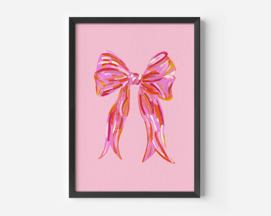 Acrylic Pink Bow Print - in Pink