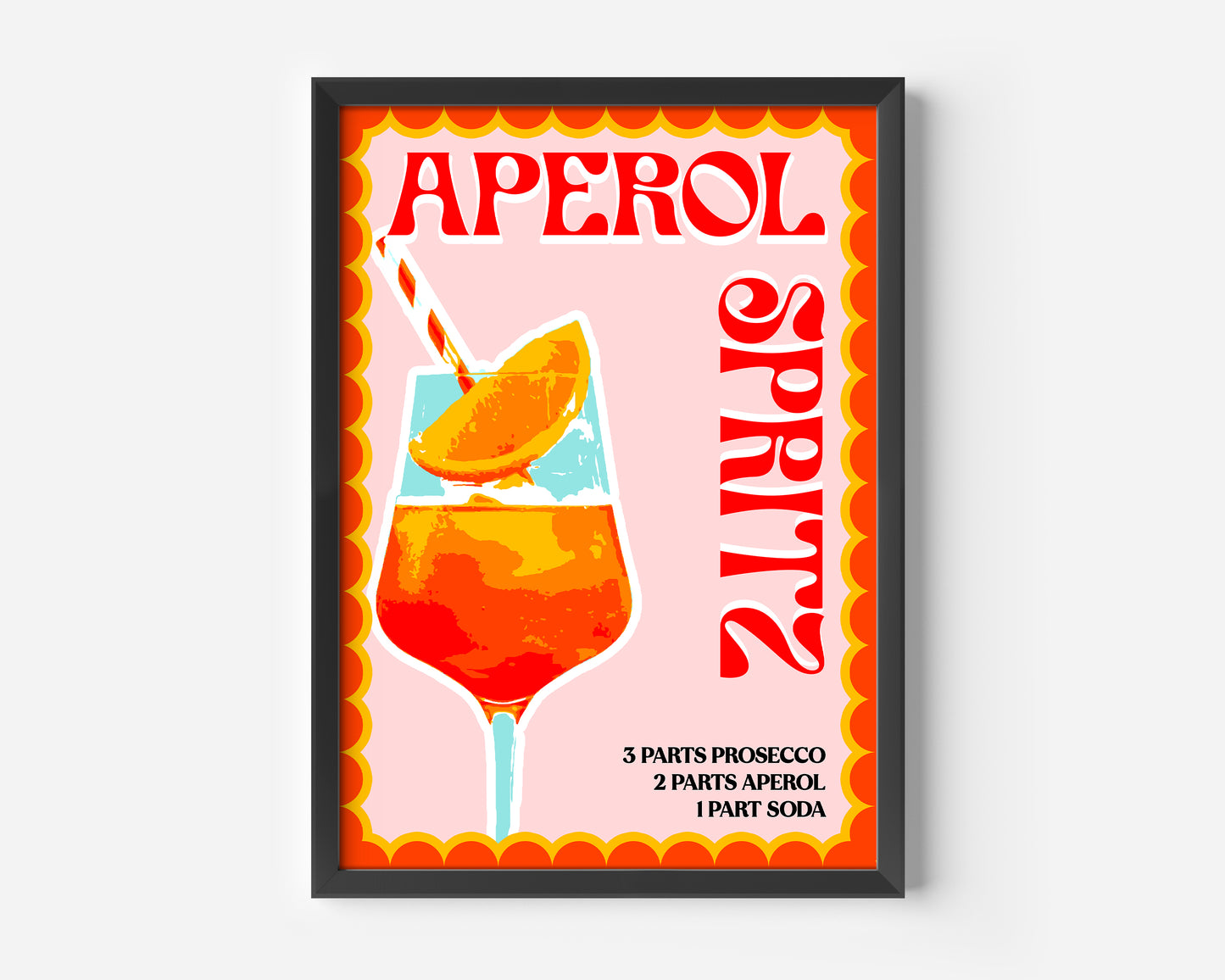 Aperol Spritz Retro Cocktail Print