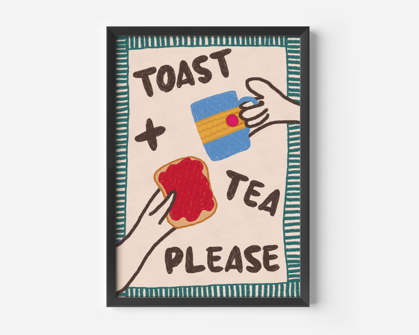 Toast and Tea Please Hand Drawn Print - in Green