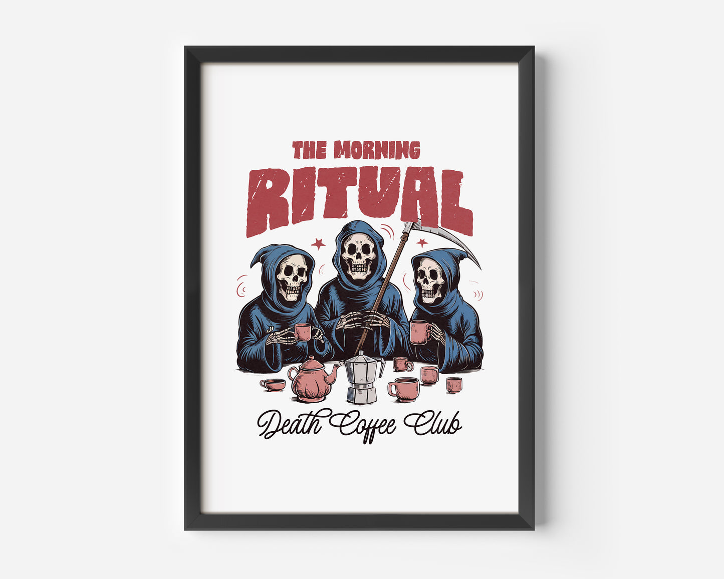 Death Coffee Club Skeleton Print