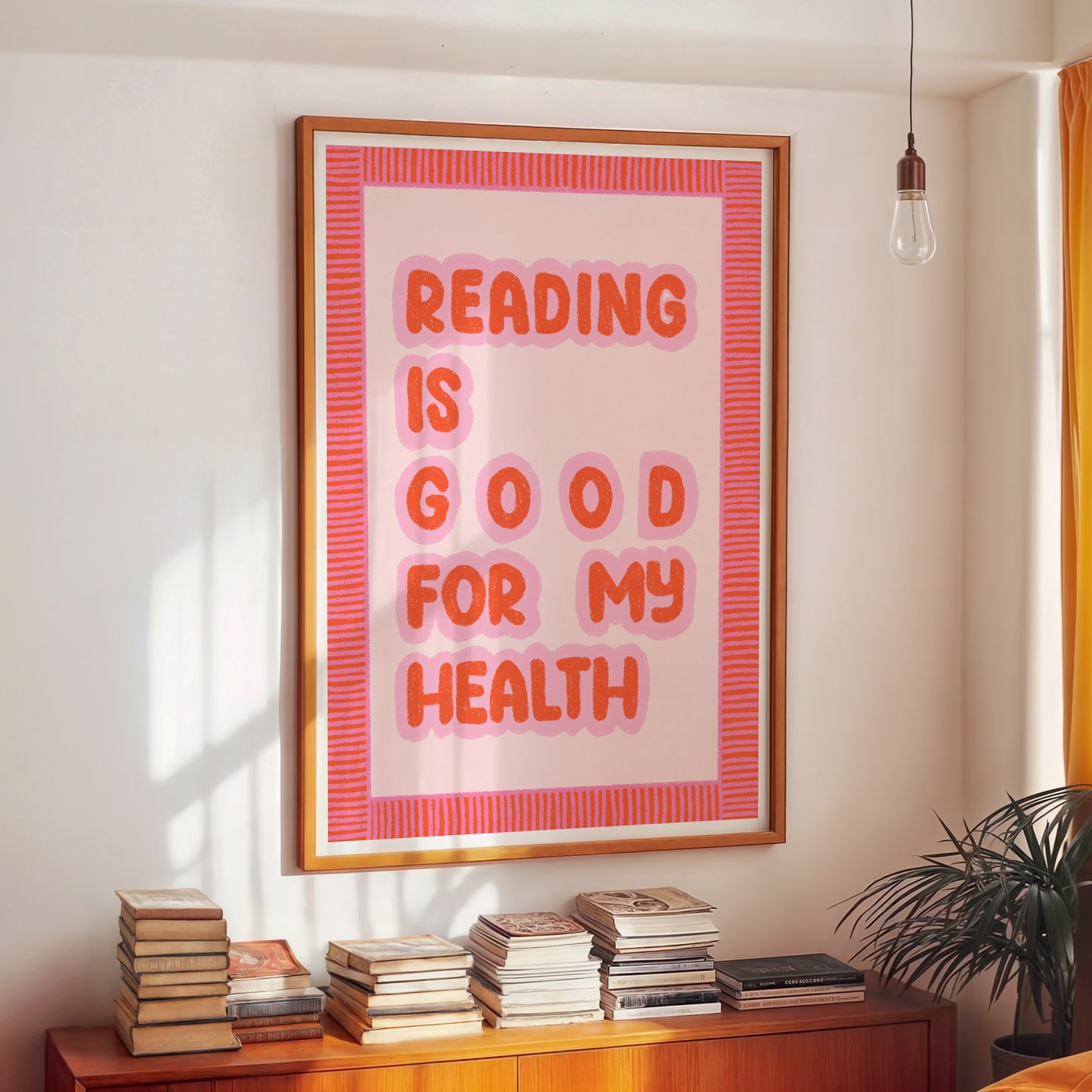 Reading Is Good For My Health Hand Drawn Book Print