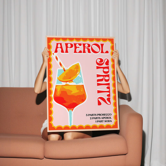 Aperol Spritz Retro Cocktail Print