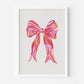 Painted Pink Bow Print - in White