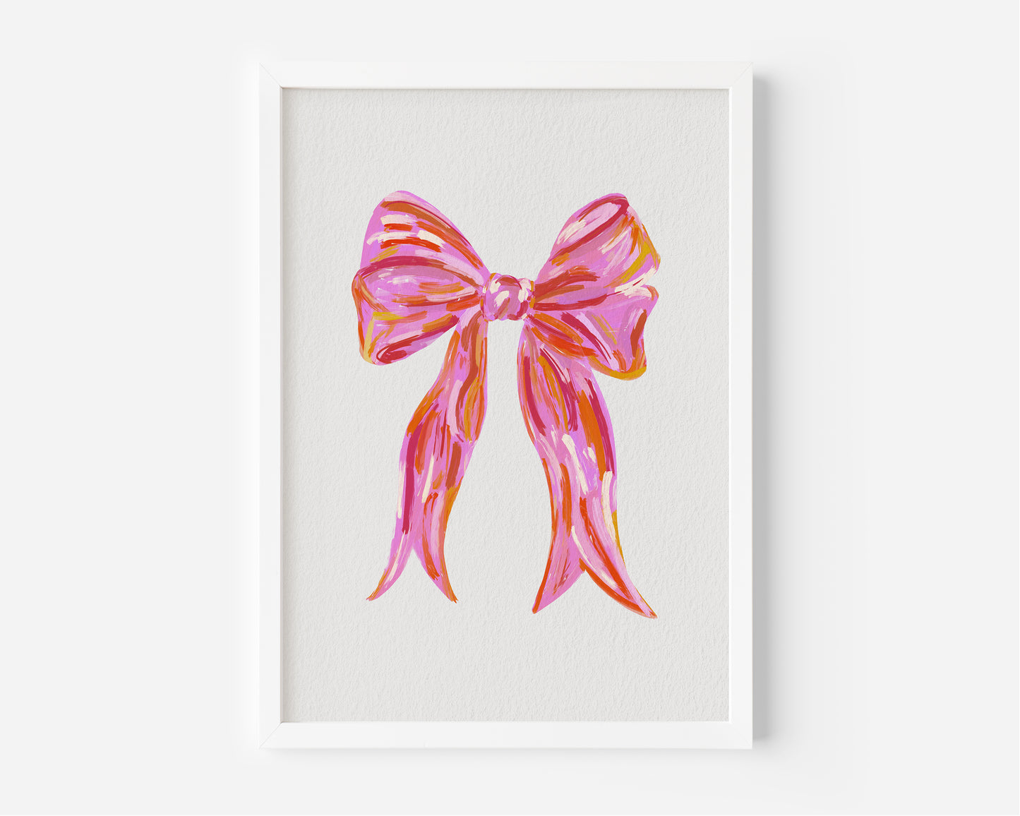 Acrylic Pink Bow Print - in White