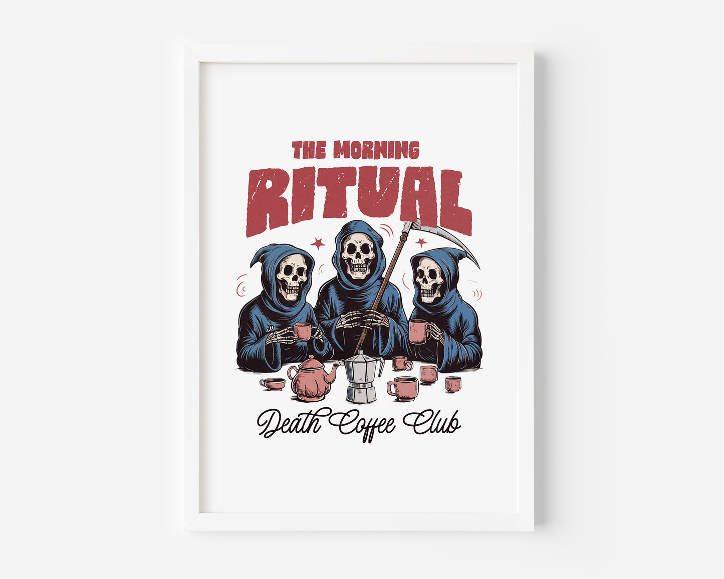 Death Coffee Club Skeleton Print