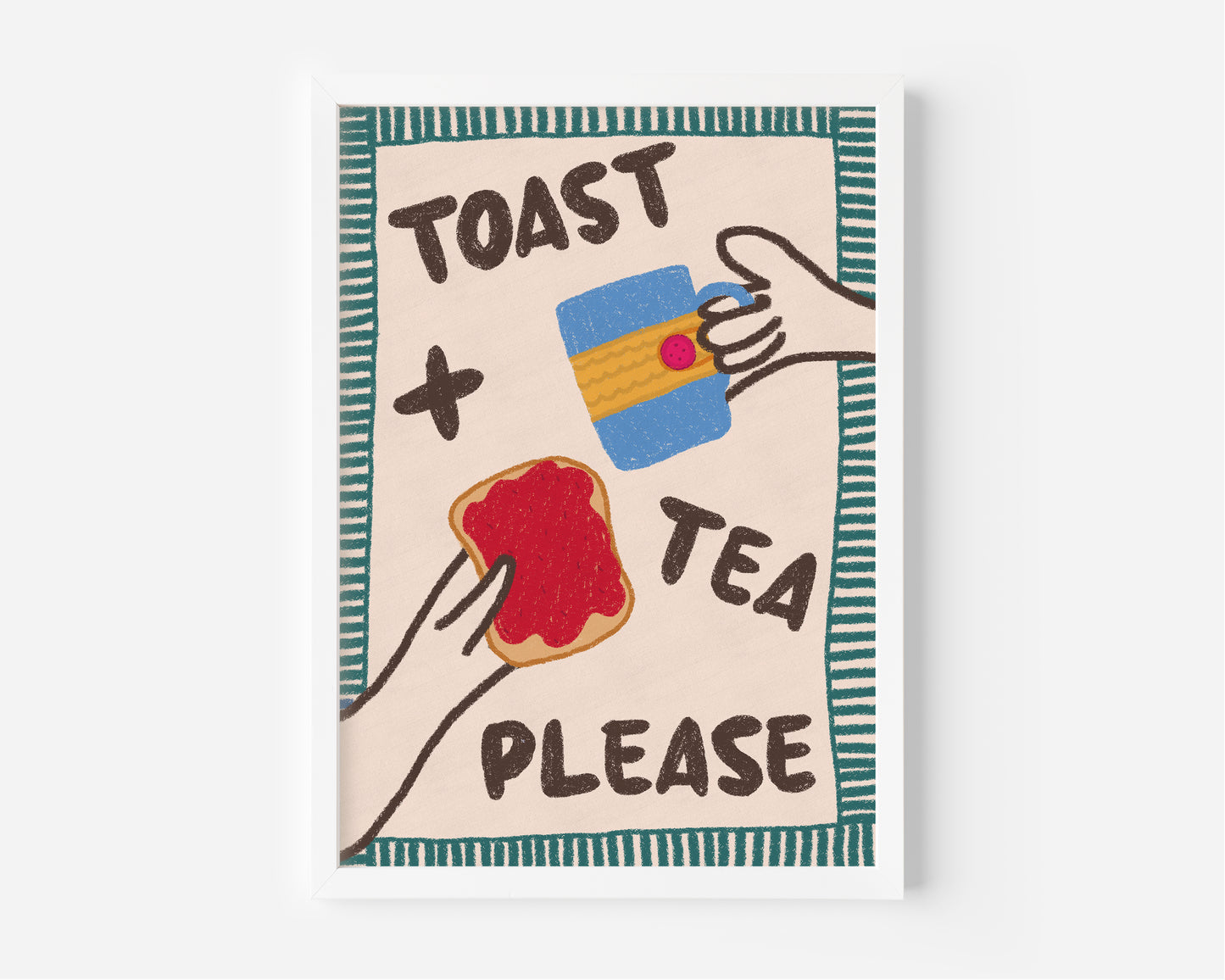 Toast and Tea Please Hand Drawn Print - in Green