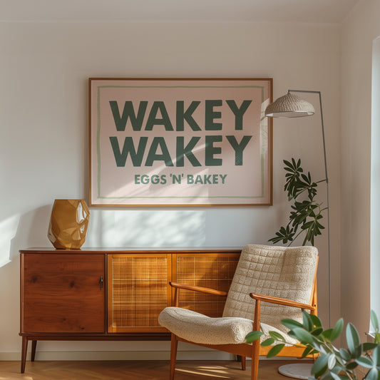 Wakey Wakey Eggs N Bakey Print - in Green