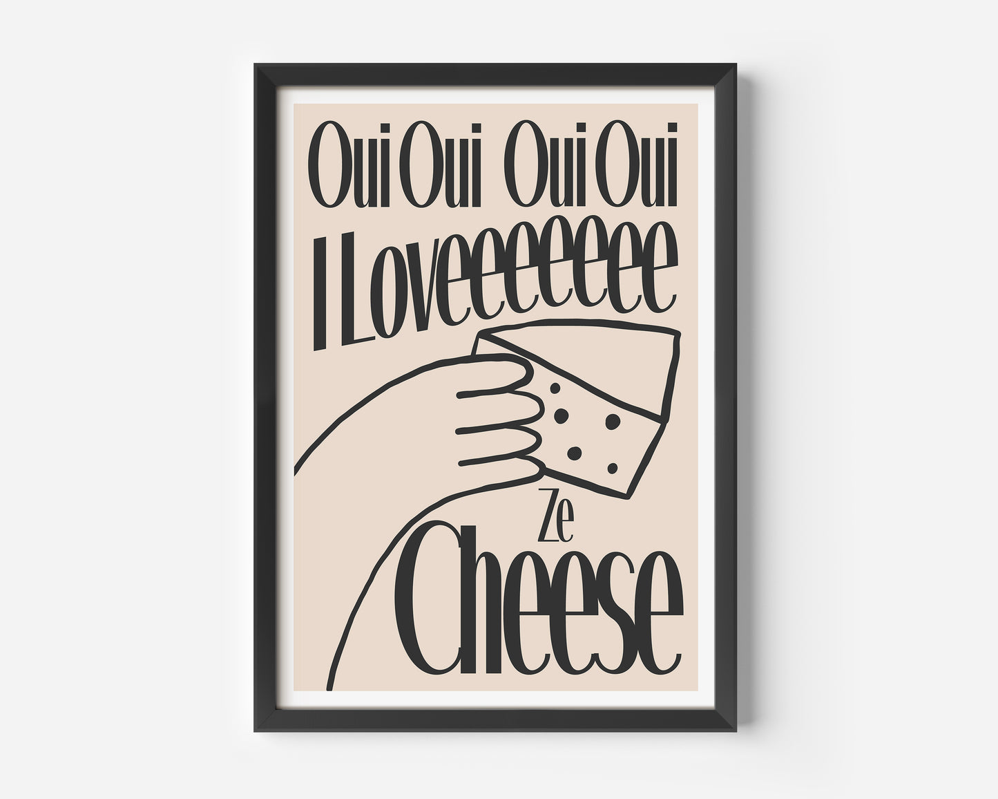 I Love Ze Cheese Print - in Black