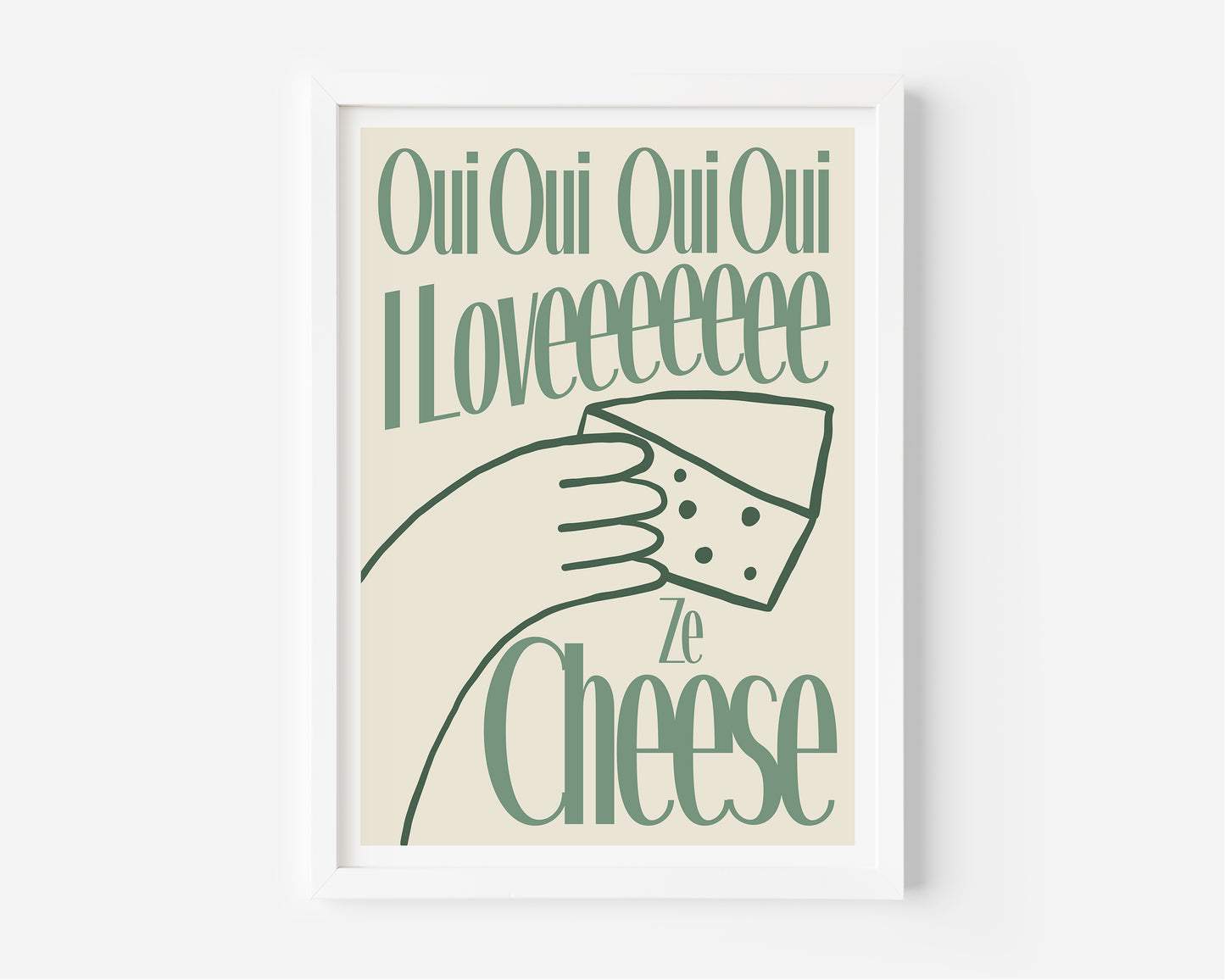 I Love Ze Cheese Print - in Green