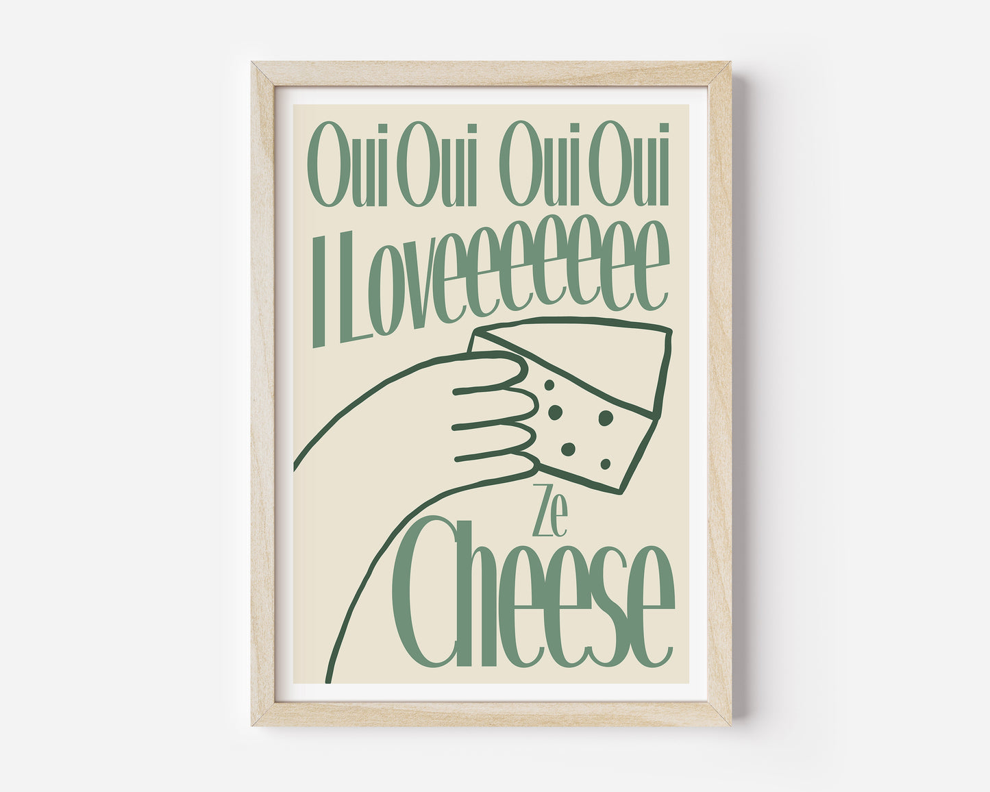 I Love Ze Cheese Print - in Green