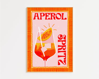 Aperol Spritz Hand Drawn Cocktail Print