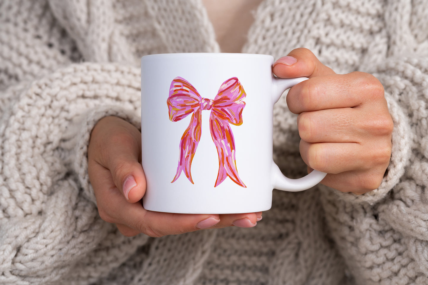 Pink Painted Bow Mug