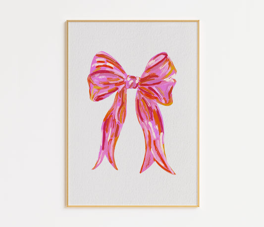 Acrylic Pink Bow Print - in White