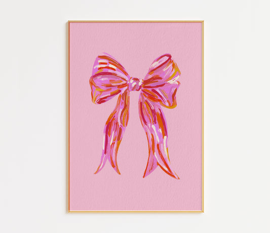 Acrylic Pink Bow Print - in Pink